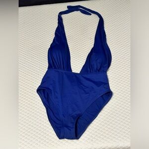 NWOT La Blanca One-piece Swimsuit Blue Never Worn Halter Key Hole Resortwear